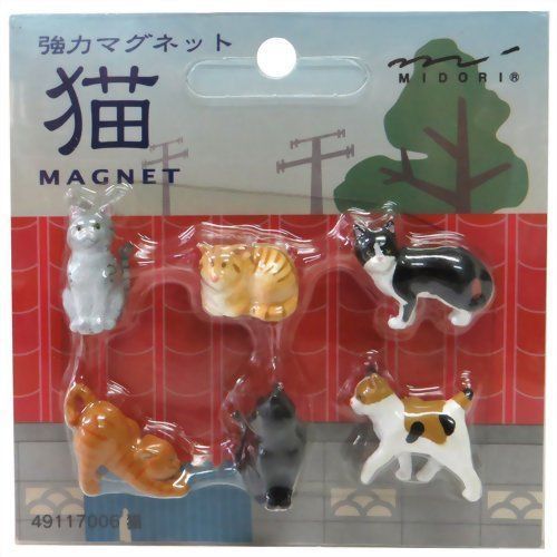 Tiny Powerful Miniature Cats Japanese Magnet Set 6 Pc