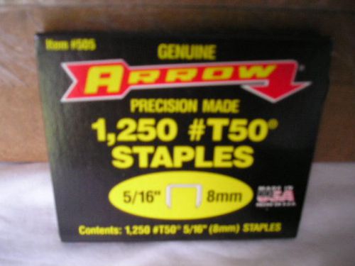 Genuine ARROW Precision Made 1,250 #T50 Staples 5/16&#034; 8MM