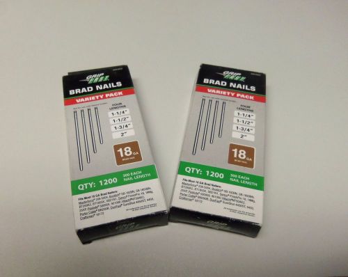 Grip Fast 18GA Brad Nails 1200 Variety Packs 4 Sz 1-1/4, 1-1/2, 1-3/4, 2&#034;  ASST