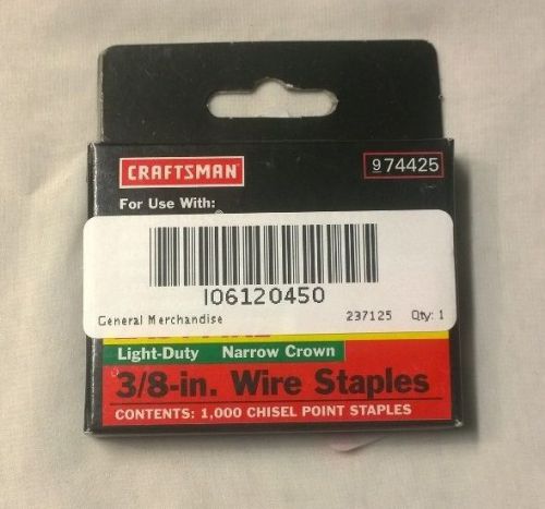 Craftsman Easy Fire Light Duty Narrow Crown 3/8 in Chisel Pt Wire Staples 974425