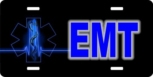EMT License Plate Star of Life Firefighter Neon Blue  ems9 Firefighter