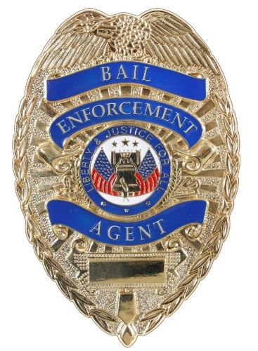 Deluxe gold plated bail enforcement agent badge 1947 for sale