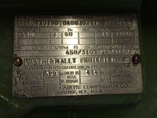 Carlyle compressor 06dd 3280 ba0600 460 volt for sale