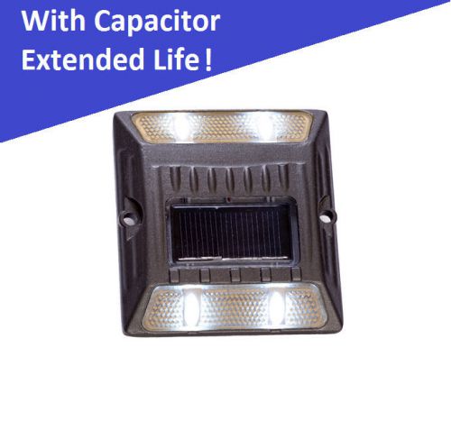 White aluminum alloy solar road stud path deck dock led light with capacitor for sale