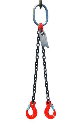 5/8&#034; 6 Foot Grade 80 DOS Double Leg Lifting Chain Sling - Oblong Sling Hook