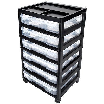 Brand New 6-Case Chest with Casters, Black/Clear by IRIS USA, Inc.