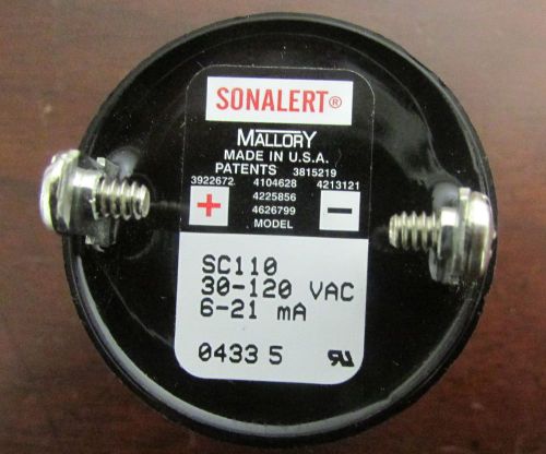SONALERT MALLORY Audible Alarm 30-120 VAC SC110