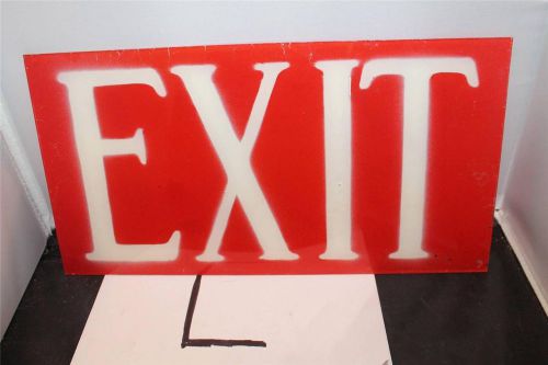 Vintage Industrial Mid Century Glass EXIT Sign REVERSE PAINTED RED WHITE NICE #7