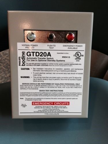 PHILIPS-BODINE GTD20A Emergency Lighting Relay Control