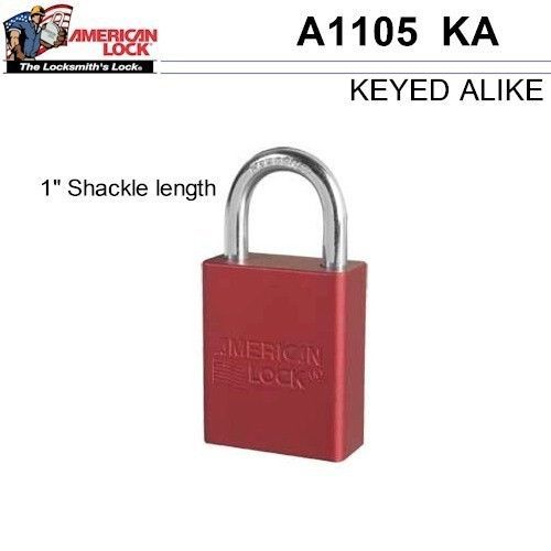 American Lock Padlock Model A1105KA RED 6 Pieces Keyed Alike Locks! Master
