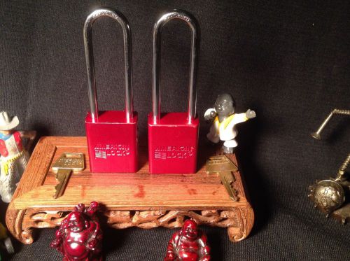 2 american series1100 red padlocks 3&#034; serviced re-keyable a1 condition great buy for sale