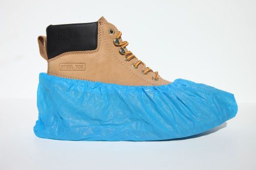 500 PAIRS- PLASTIC BLUE HEAVY DUTY DISPOSABLE SHOE COVERS