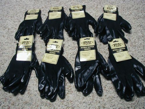 Nitrile Dipped Work Gloves Lot of Eight Pair Size Large
