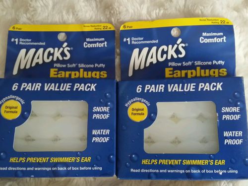 MACKS PILLOW SOFT SWIMMING / SNORING SILICONE EARPLUGS / 6 PAIR /LOWEST SHIPPING
