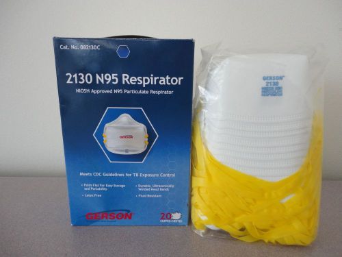 Gerson 2130 N95 Smart-Mask Particle Respirator Mask, 20 Pack, Made in USA, NIOSH