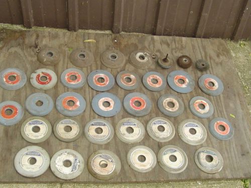 Mixed lot of 35 abrasive grinding wheels norton carborundum 4 1/2 5 x 1/4 x 1 1/ for sale