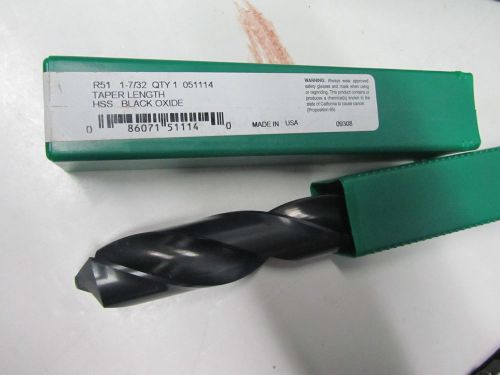 New ptd 1-7/32&#034; r51 hss precision taper long-length twist drill bit oxide 51114 for sale