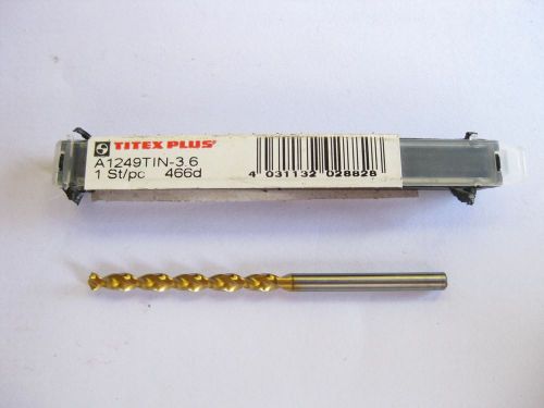 TITEX 3.6MM A1249 TIN PARABOLIC JOBBER LENGTH DRILL BIT  A1249TIN-3.6