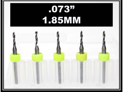 .073&#034; - 1.85mm - 1/8&#034; Shank  Carbide Drill Bits  FIVE Pcs CNC Dremel Model Hobby