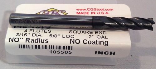 3/16&#034; 4 FLUTE NEW &#034;CGS&#034; 140-1875-ALTiN CARBIDE END MILL !! ALTiN COATED !!