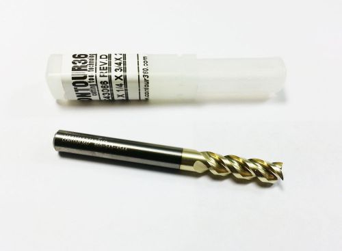 1/4&#034; contour 360 carbide zrn coated 3 flute end mill for aluminum (n 715) for sale