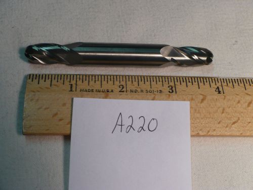 1 NEW 1/2&#034; SHANK CARBIDE END MILLS. 4 FLUTE. DOUBLE END. BALL. 7/16&#034; USA  A220