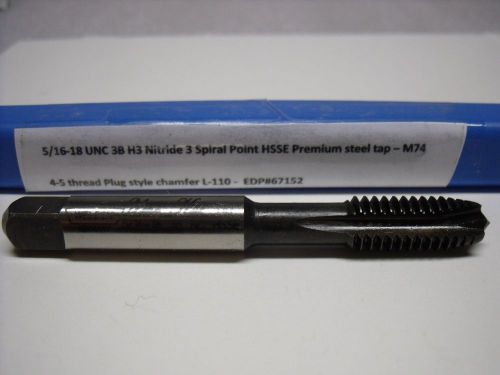 5/16-18 UNC 3B H3 Nitride Spiral Point 3 Flute HSSE Premium steel tap – M74
