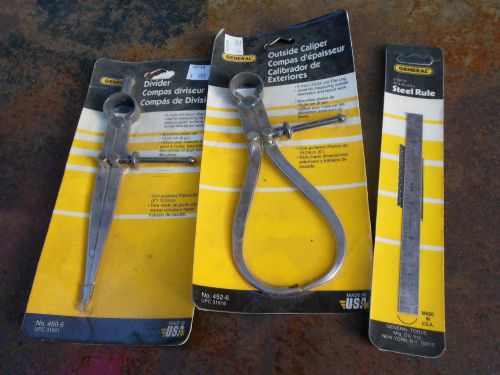 GENERAL TOOLS 6&#034;, INSIDE, CALIPERS &amp; DIVIDERS - ALL B/NEW ON CARD