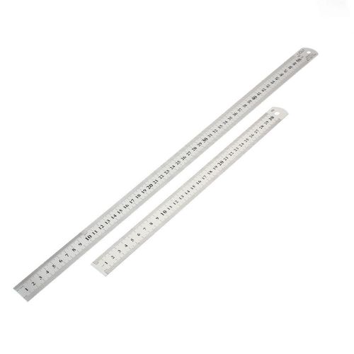 2 in 1 30cm 50cm Double Side Stationery Metric Straight Ruler Silver Tone