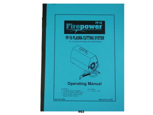 Thermal dynamics firepower fp-18 plasma cutter operating manual *963 for sale