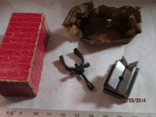 Machinist lathe mill starrett # 567 v block with clamp in box for sale