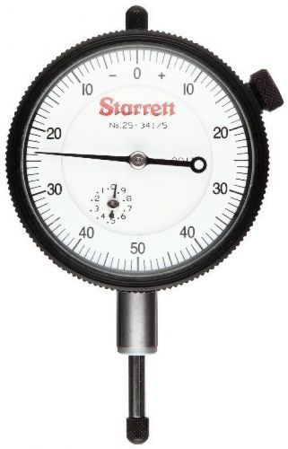 Starrett 25-341/5P Dial Indicator, 0.375&#034; Stem Dia., Lug-on-Center Back, White