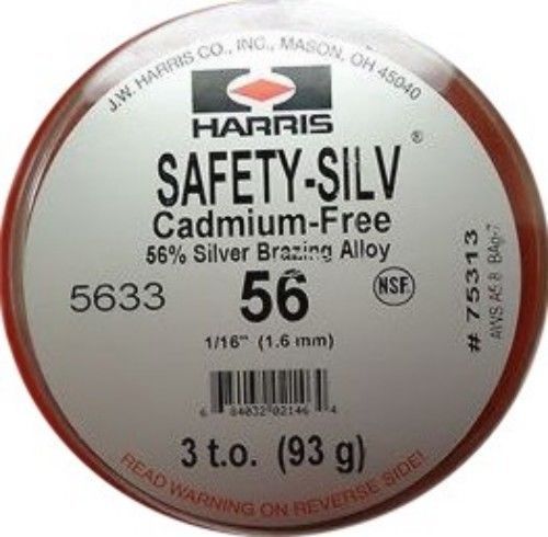Harris safety-silv 56 high-silver brazing alloy  1/16&#034; - 3 t.o. - 5633 for sale