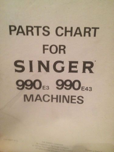 Parts Chart For Singer 990E3 990E43 Machines