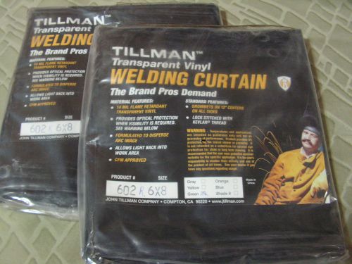 Two New Tillman 602 R 6’ x 8’ Transparent Vinyl Welding Curtain, Green 14 MIL