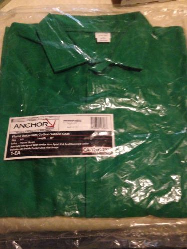 ANCHOR CA-1200 XXL 30 INCH Green  FLAME RETARDANT WELDING JACKET NEW NIB