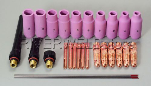 Tig kit &amp; tig welding torch consumables accessories fit wp 17 18 26 series 28pcs for sale