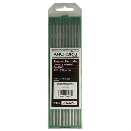 Anchor Pure Grounded TIG Welding Tungsten Green-Tip Electrodes (Pack of 10)