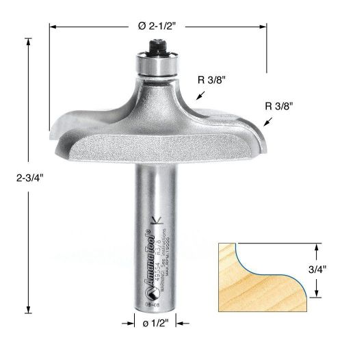 Amana 49554 handrail / table edge ogee style router bit 1/2&#034; shank for sale