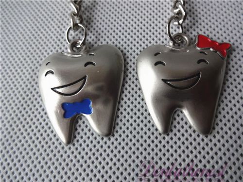 1 pairs of Silver Dental Orthodontic Decorative Mini Couple Tooth Key Chains