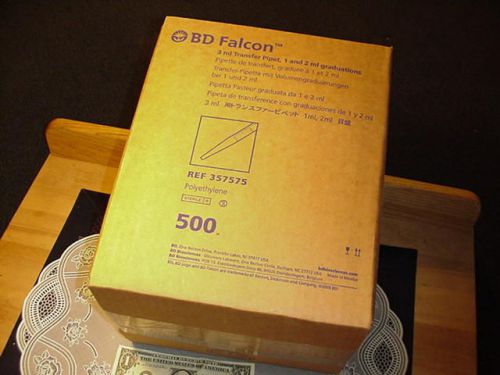 Case Of 500 Pieces BD Falcon 357575 Six Inch 3ml Transfer Pipet, SEALED Case!
