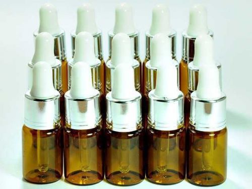 Set 15 empty vials dropper glass amber bottles 4ml #s for sale