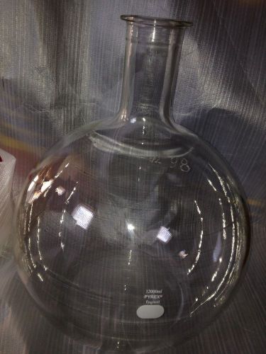 Pyrex flat bottom round flask 12000ml heavy wall glass for sale