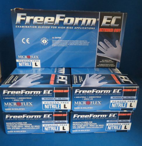 5 boxes microflex freeform ec medical grade nitrile exam gloves # ffe-775-l for sale