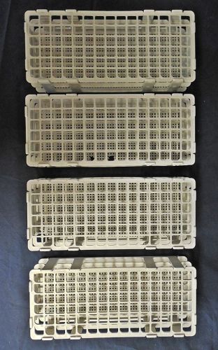 4 bel-art scienceware polypropylene no-wire test tube racks 90 place 13mm white for sale