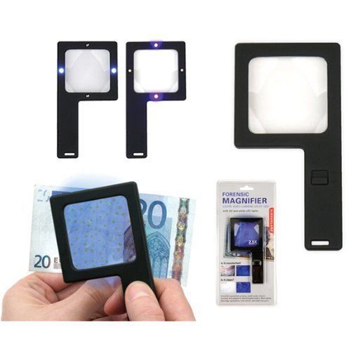 Forensic magnifier: 2.5x  w/ uv &amp; white led lights for sale