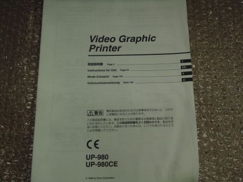 Sony Video Graphic Printer Instructions For Use Models UP-980/UP-980CE