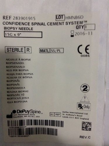 DEPUY SPINE Biopsy Needle 15G x 9&#034; for CONFIDENCE Spinal Cement System NEW