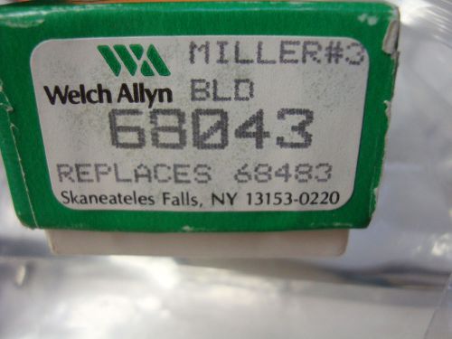Welch allyn 68043 miller #3 laryngoscope blade adult for sale