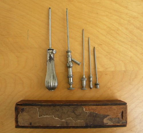 Antique veterinary medical doctors equipment tools w/dovetail box for sale